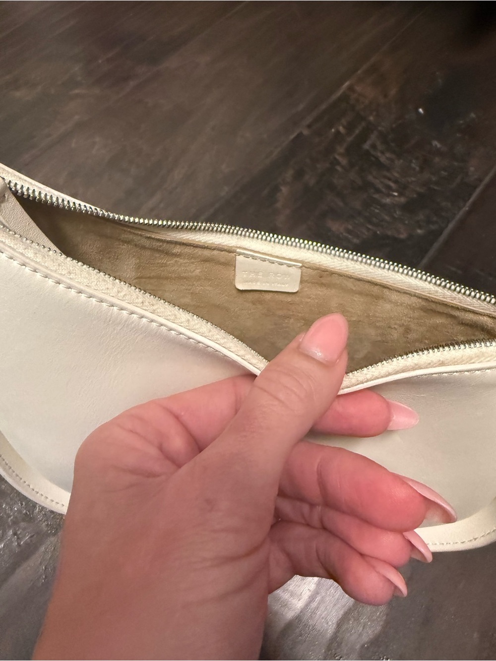The Row Cream Leather Crescent Shoulder Bag - Picture 4 of 5